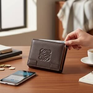 Loewe Vintage 2004 Brown Leather Compact Wallet